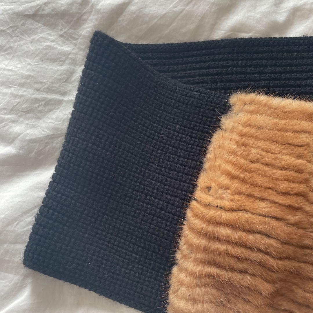 Fendi リブ編みファーマフラー　フェンディ