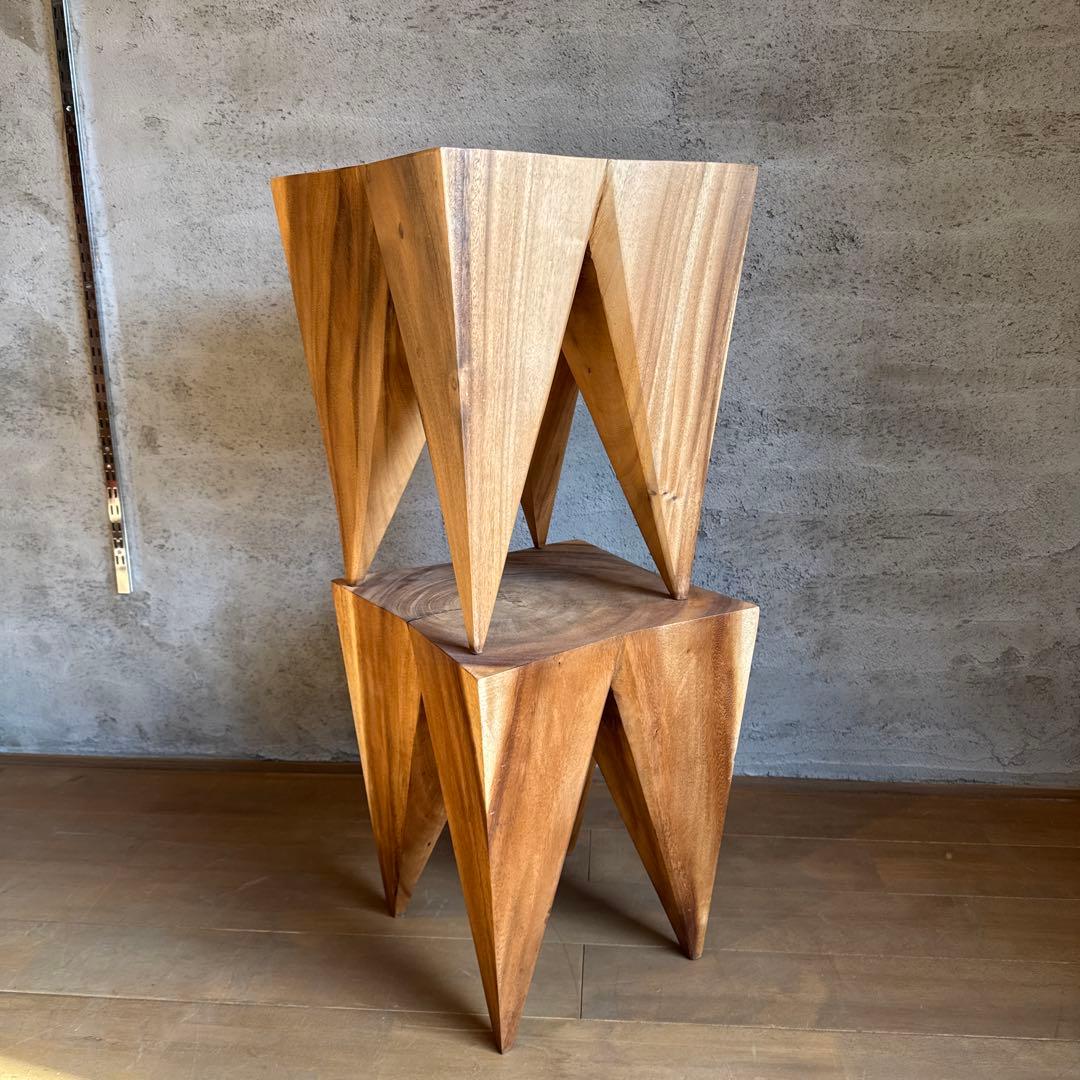 KIBIROI クリスタルサイドテーブル 無垢材 スツール オブジェ　1脚