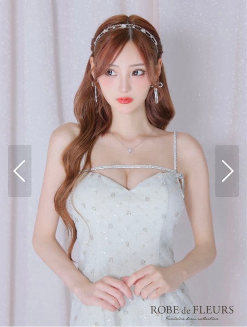 ローブドフルール ビジューリボン/ ハートカット/キャバドレス【リボンなし】