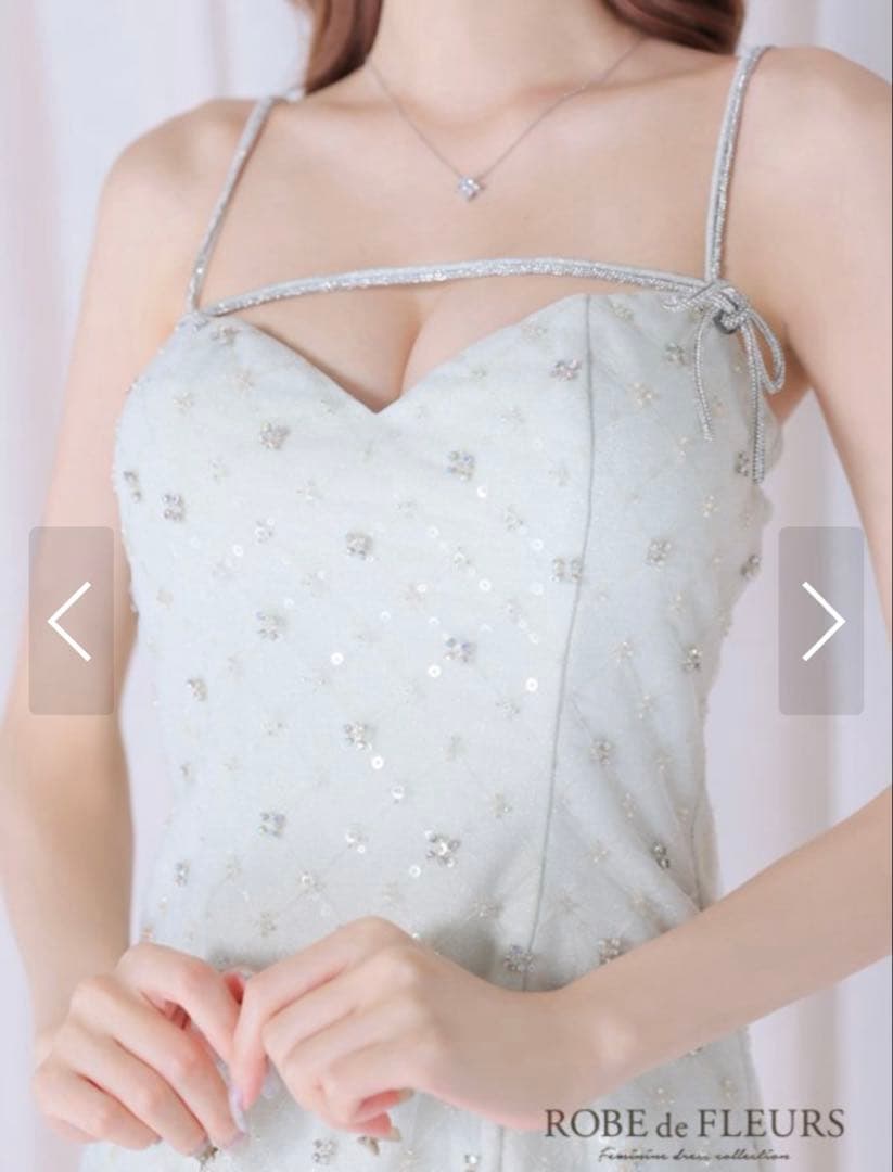 ローブドフルール ビジューリボン/ ハートカット/キャバドレス【リボンなし】