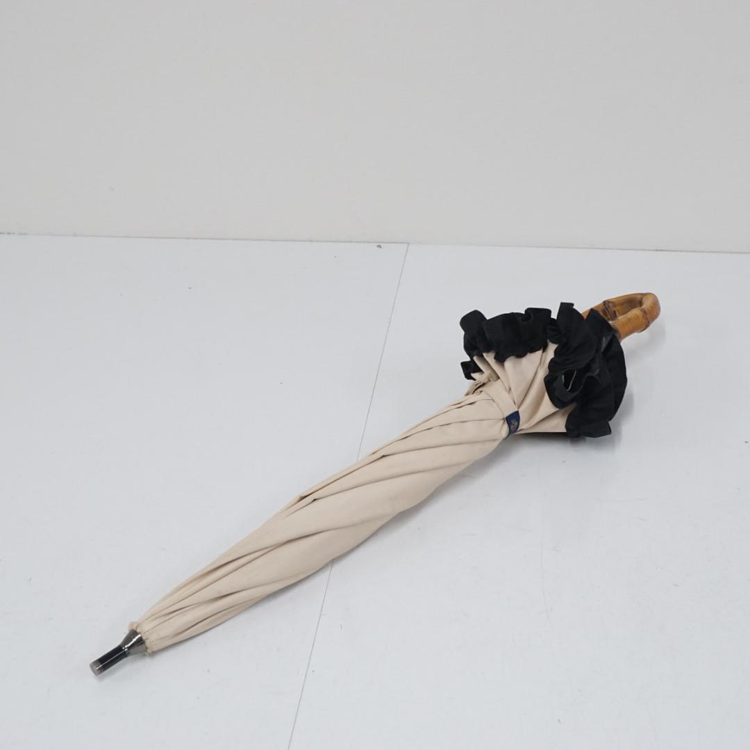 ロサブラン 完全遮光日傘 USED品 ショート フリル ベージュ×ブラック