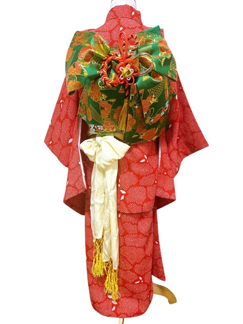 鹿の子柄♡七五三　7歳　女の子　フルセット　一式　赤系