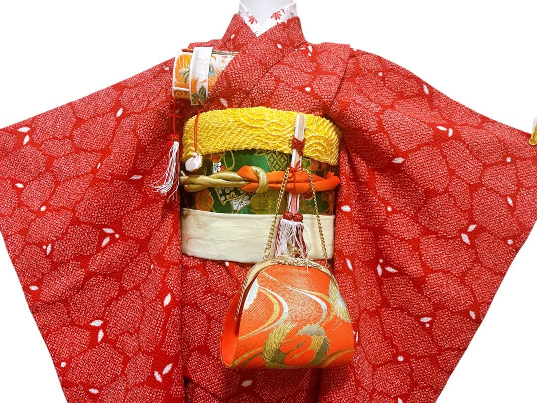 鹿の子柄♡七五三　7歳　女の子　フルセット　一式　赤系