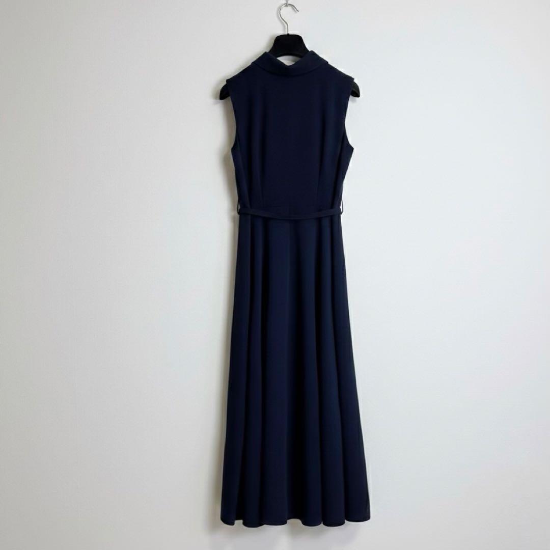 【anuans】25SS ダブルサテンテーラードフレアワンピース　ネイビー　春服