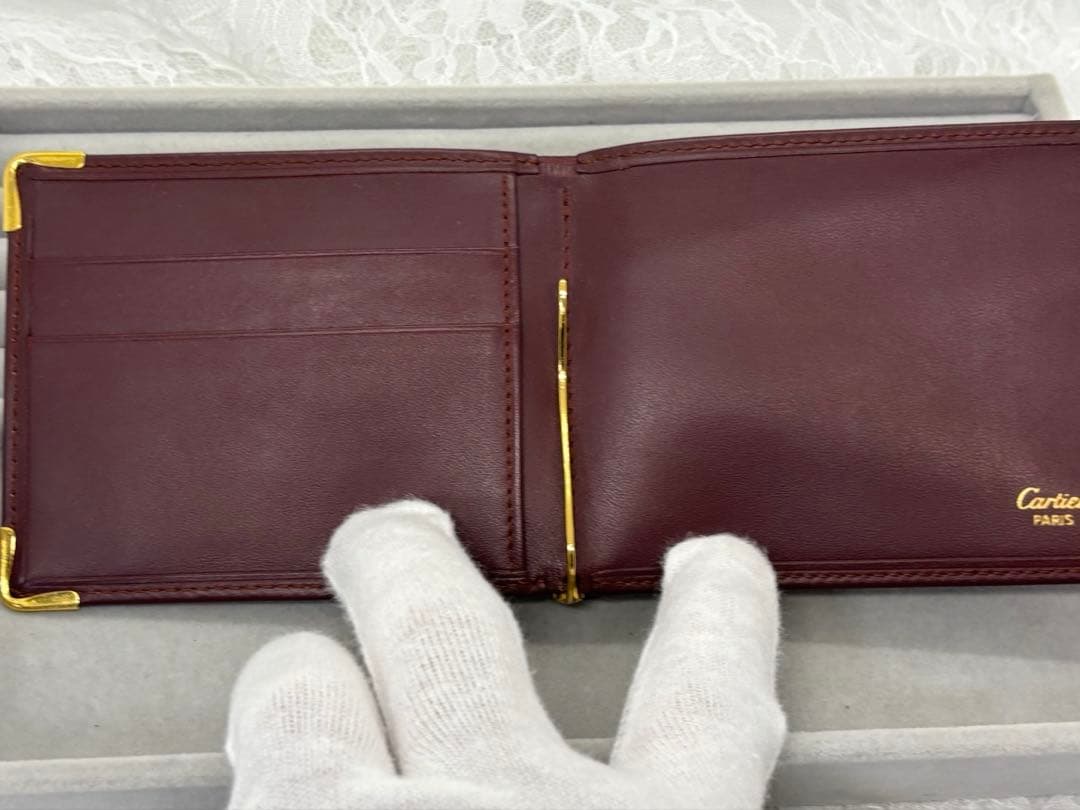 カルティエ マストライン レザー マネークリップ　札入れ カード入れ　上品