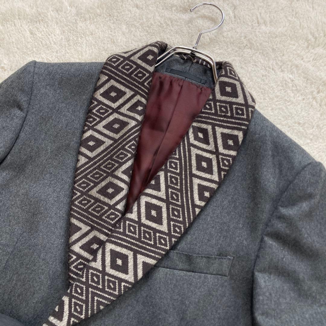 【極美品】ポールスミス　テーラード　入子菱ショールカラー　カシミヤ混　サイズM