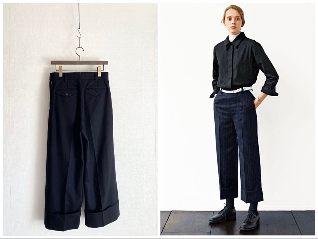 マーガレットハウエル FOX BROTHERS フランネル パンツ Ⅱ ブラック