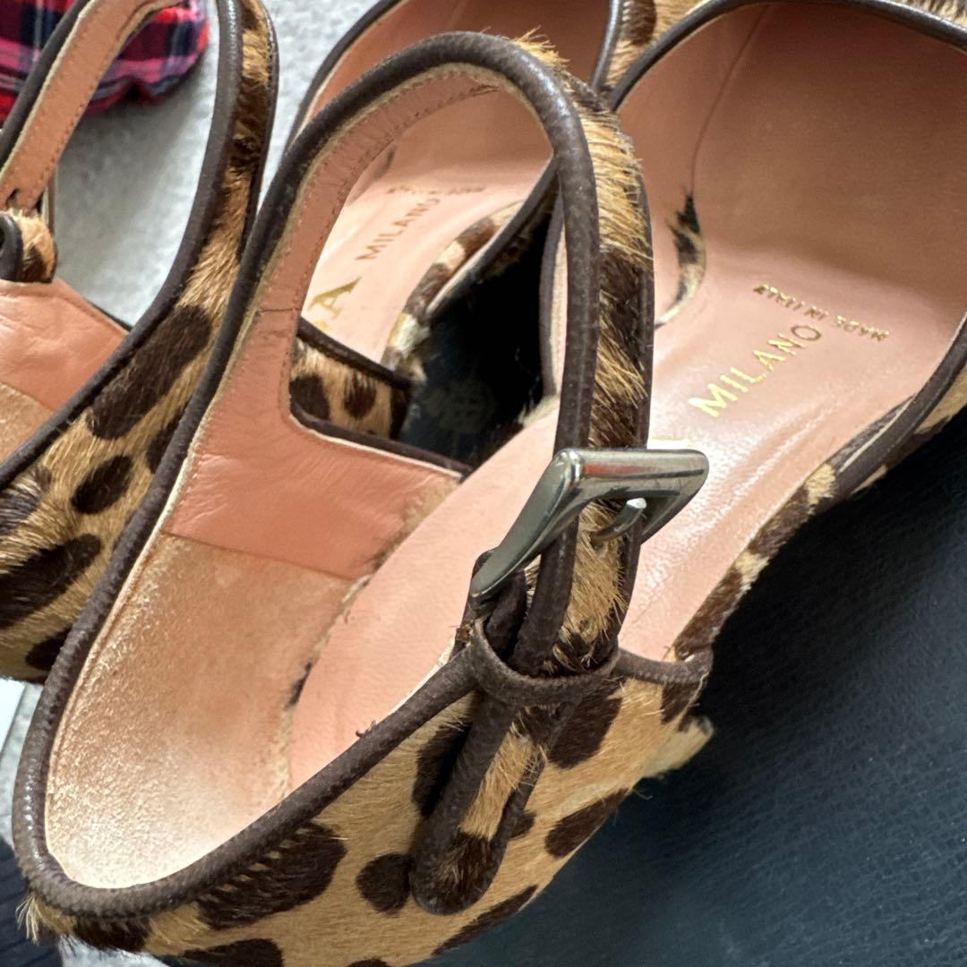 PRADA ヒョウ柄 アンクルストラップパンプス