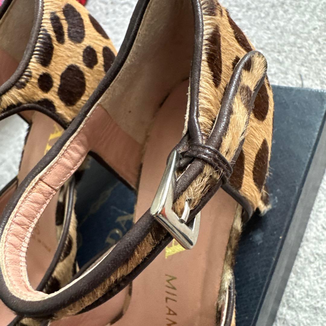 PRADA ヒョウ柄 アンクルストラップパンプス
