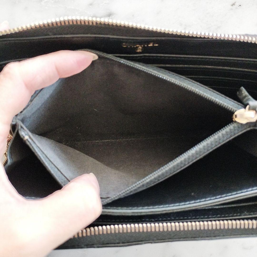 CHANEL マトラッセ ラウンドファスナー長財布 ブラック パールココ