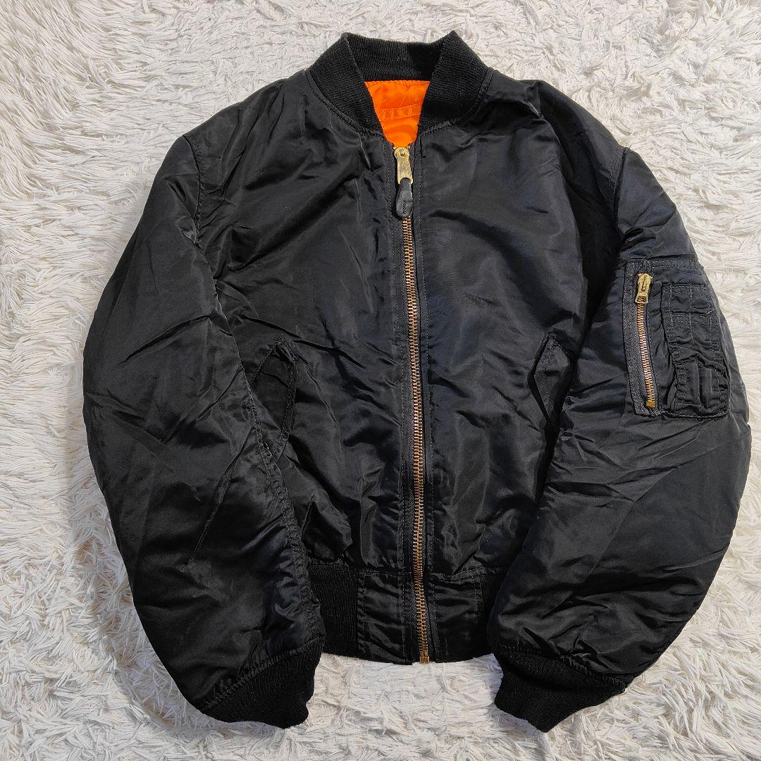 1990年代 USA製 ALPHA アルファ MA-1 ジャケット ブラック