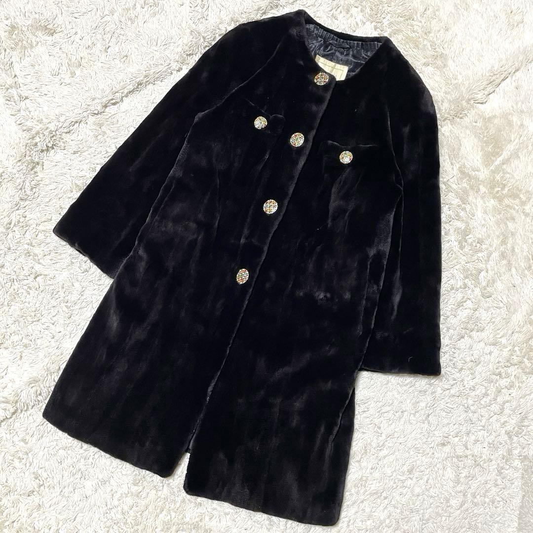 極美品 KIMIJIMA EMBA ファーコート ミンク ビジューボタン