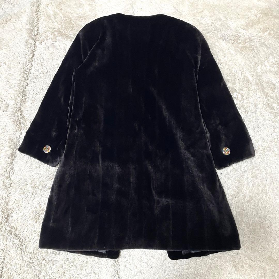 極美品 KIMIJIMA EMBA ファーコート ミンク ビジューボタン