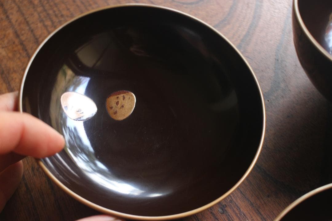 時代逸品！時代金縁黒漆に極上貝桶蒔絵の映えるお椀2点（検検京塗輪島塗蒔絵椀