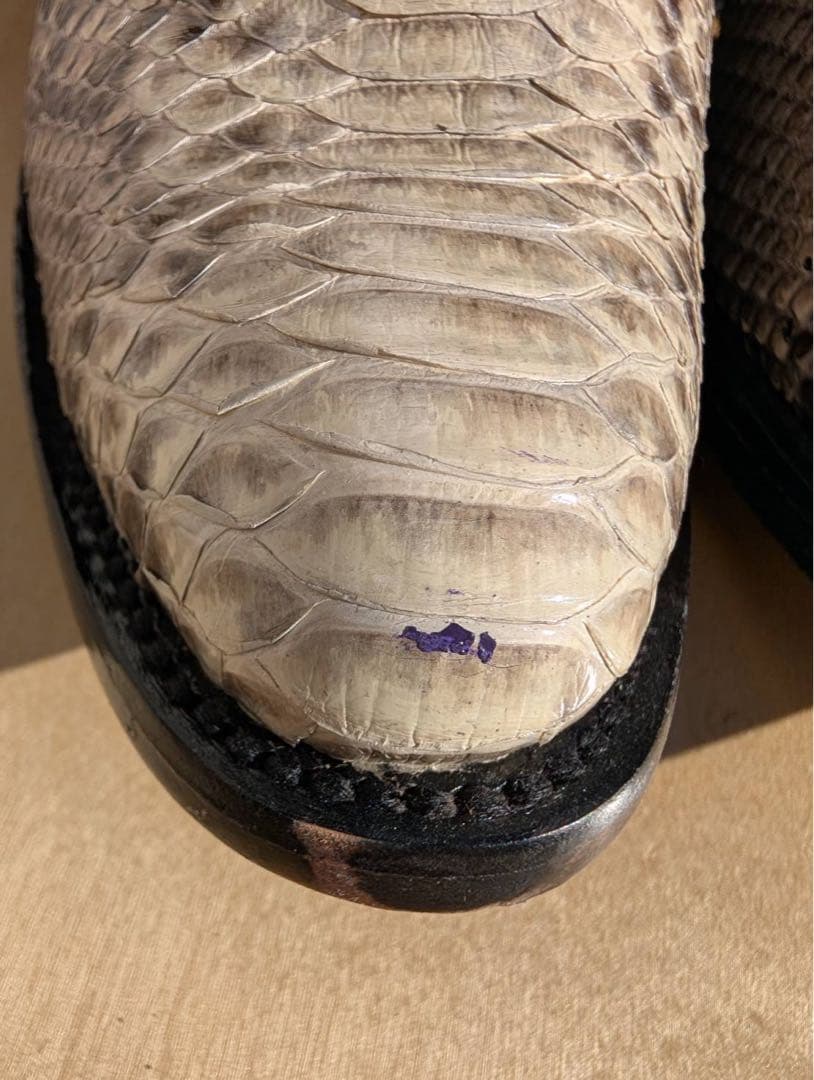 美品　メキシコ製 J.B. Dillonヘビ革メンズウエスタンブーツ 27cm