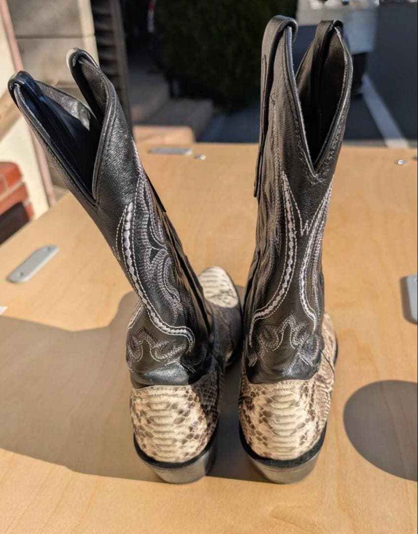 美品　メキシコ製 J.B. Dillonヘビ革メンズウエスタンブーツ 27cm