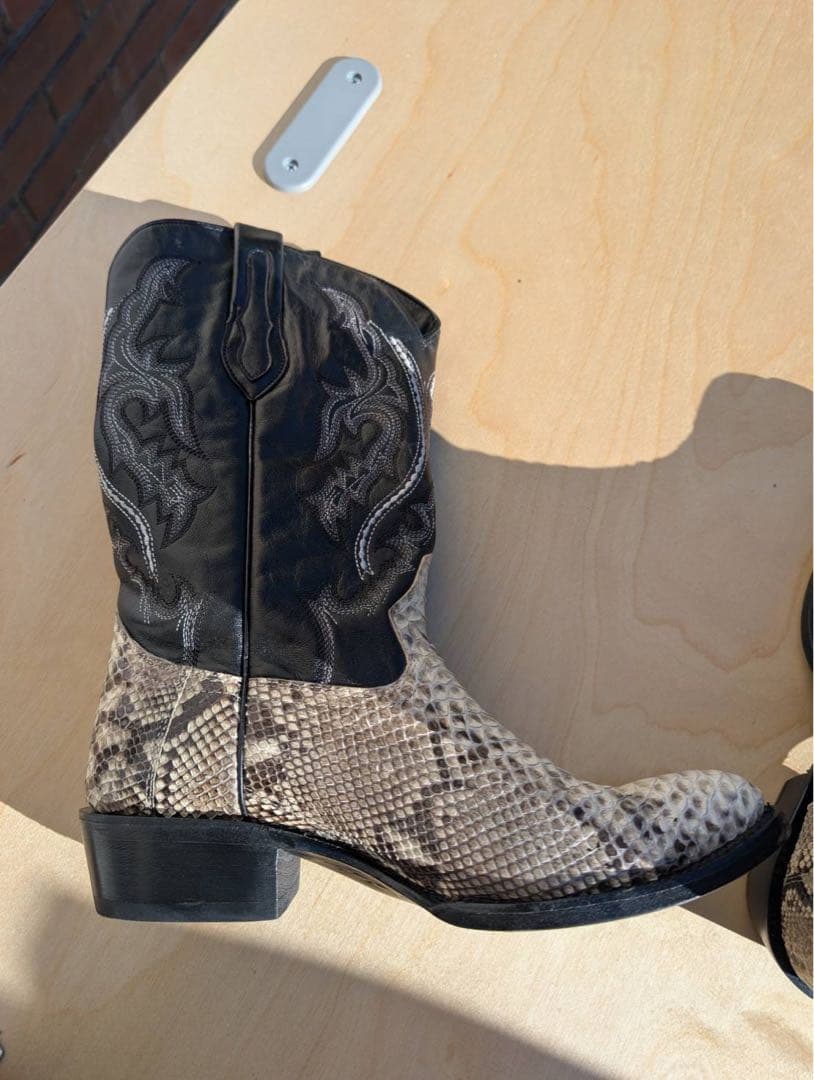 美品　メキシコ製 J.B. Dillonヘビ革メンズウエスタンブーツ 27cm