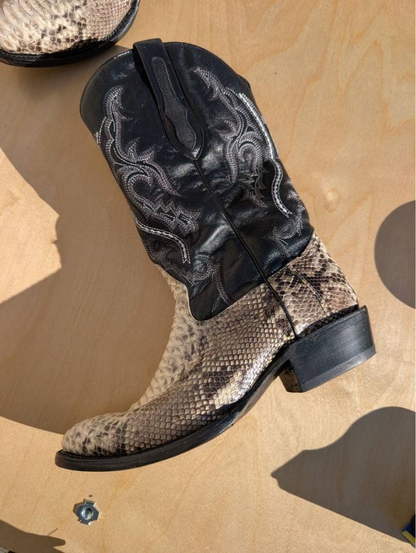 美品　メキシコ製 J.B. Dillonヘビ革メンズウエスタンブーツ 27cm