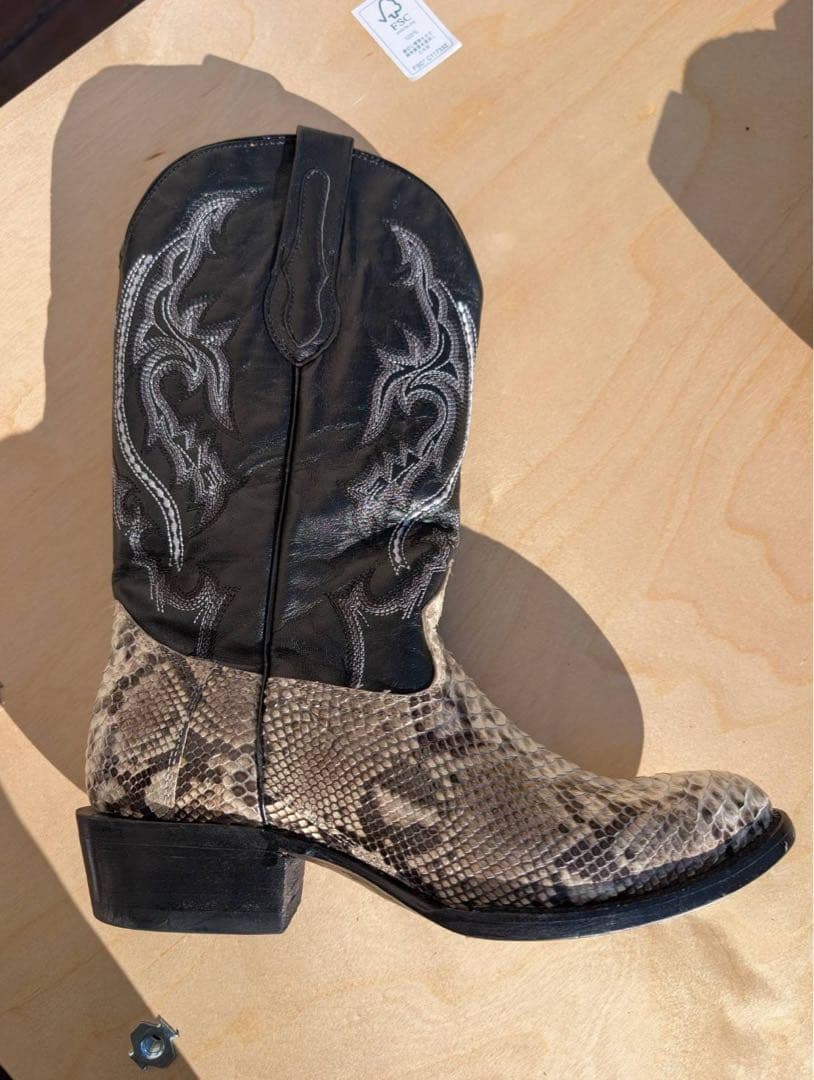 美品　メキシコ製 J.B. Dillonヘビ革メンズウエスタンブーツ 27cm