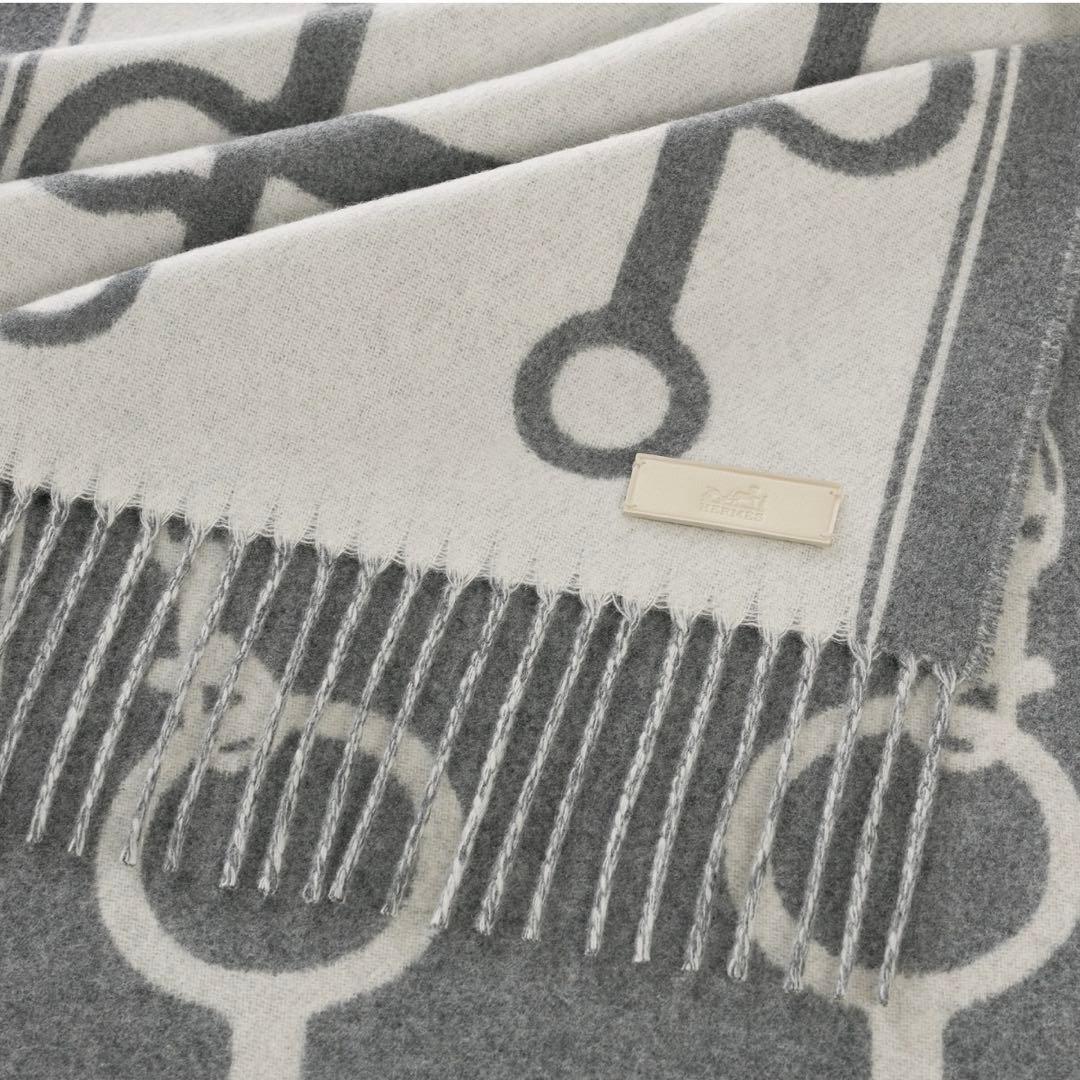 新品未使用　エルメス　HERMES カシミアマフラー　 《モール》　グレー