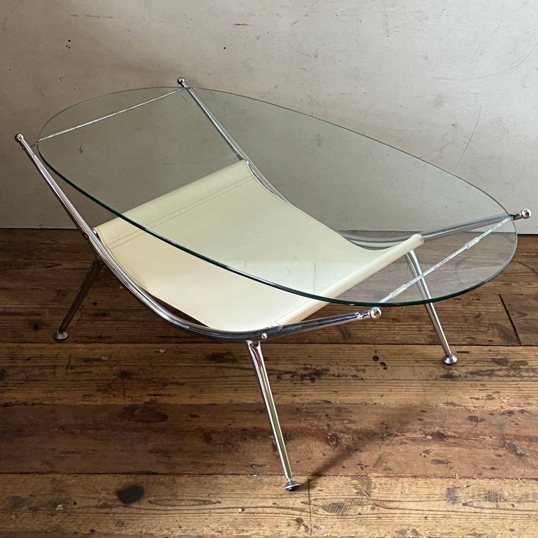 ミッドセンチュリー ガラスセンターテーブル