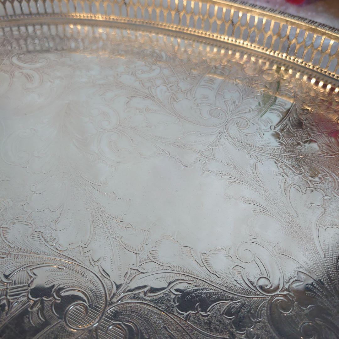 イギリス　アンティーク　シルバートレイ　シルバートレー　銀盆