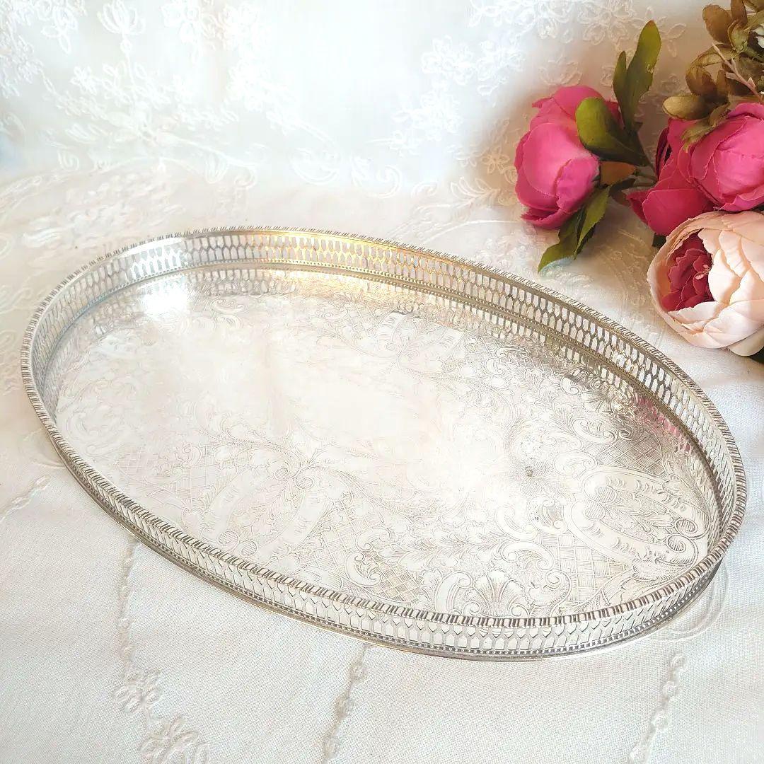 イギリス　アンティーク　シルバートレイ　シルバートレー　銀盆