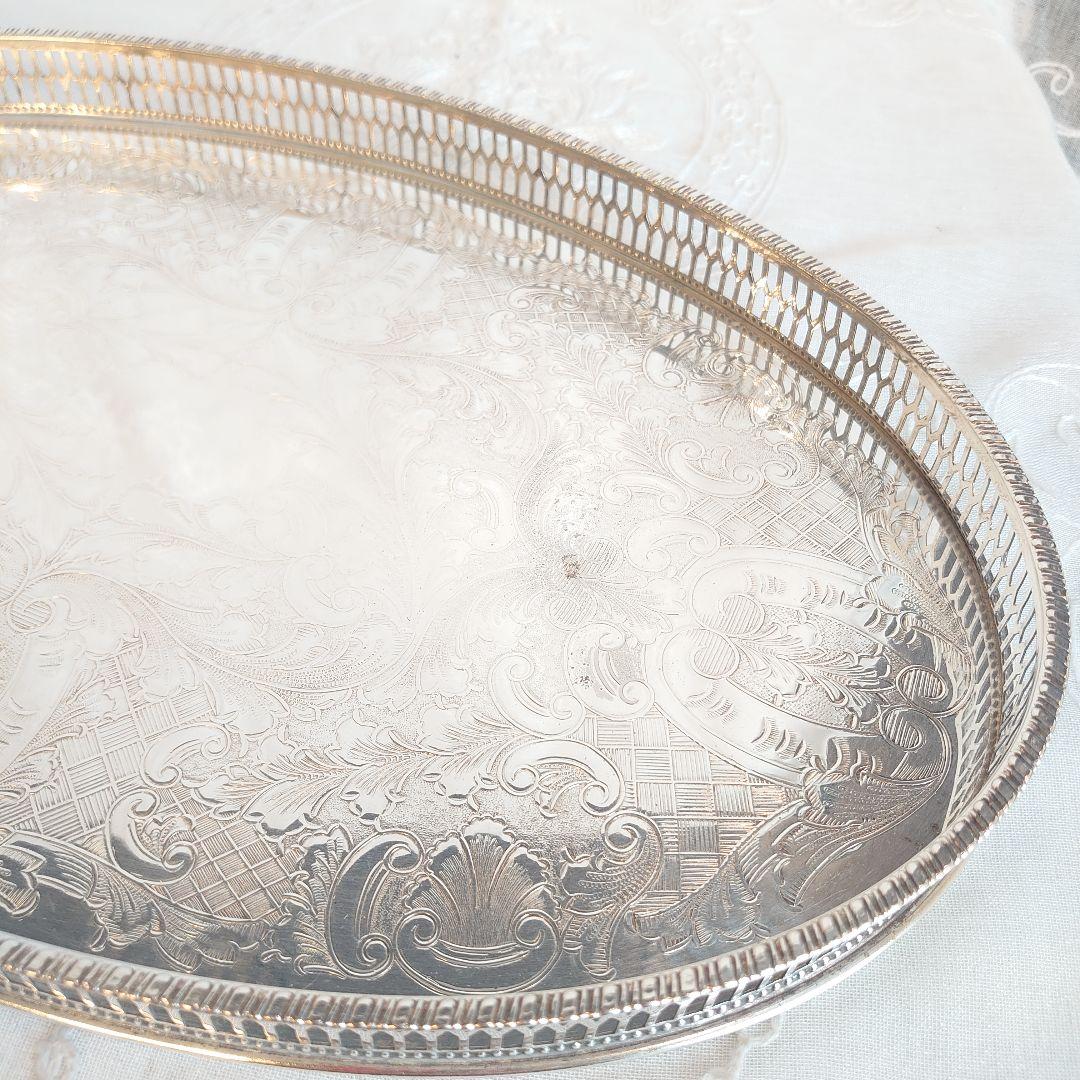 イギリス　アンティーク　シルバートレイ　シルバートレー　銀盆