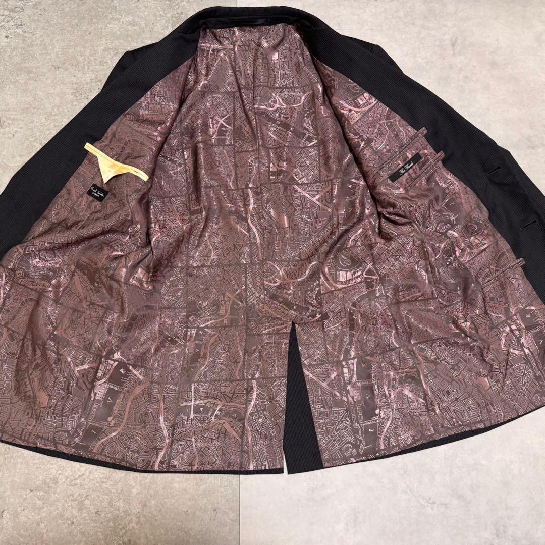 【美品】ポールスミス セットアップスーツ ストライプ グレー フローラル