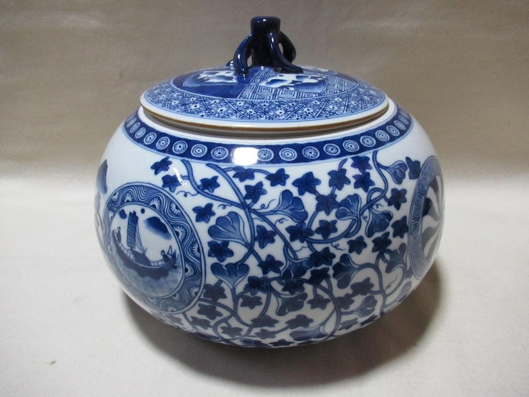 ちびまり専用　茶道具　祥瑞蜜柑丸文　水指　景徳鎮玉懐英造　共箱　変え蓋付