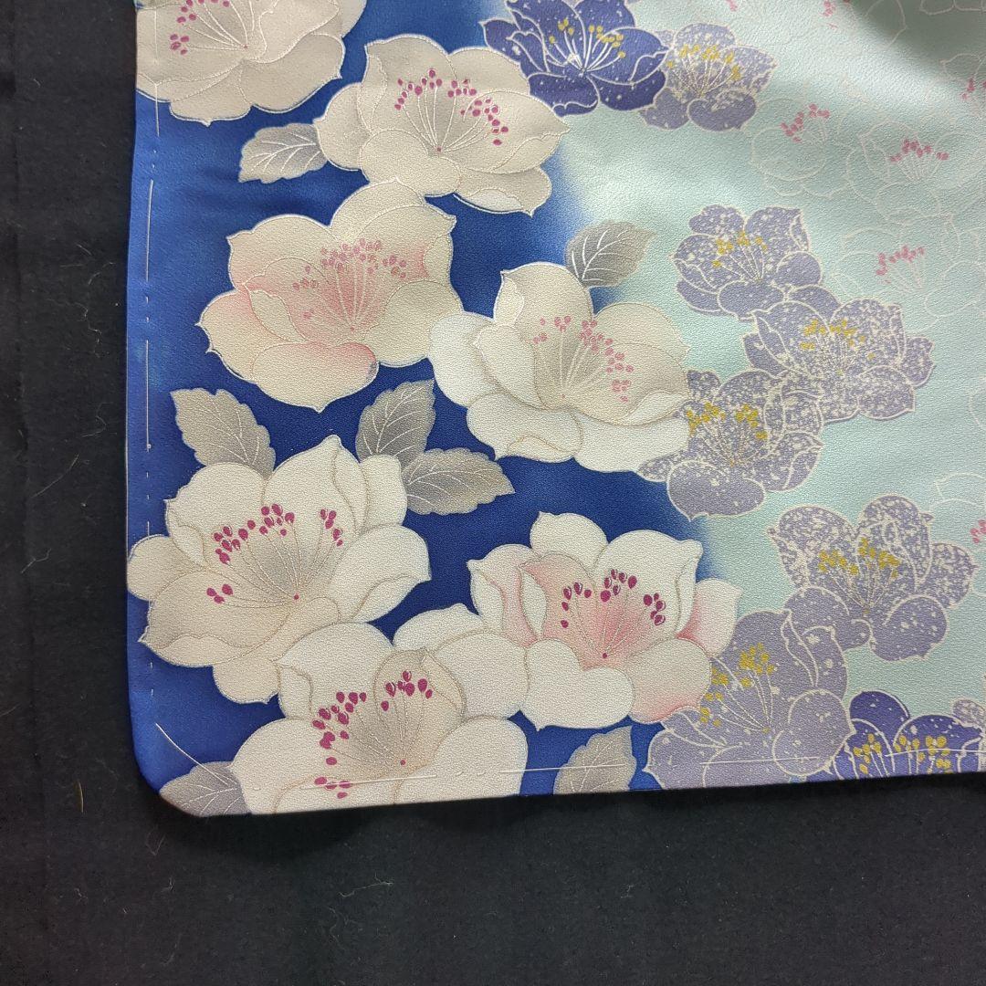 訪問着 仕立て替え品 水色×椿文様 袖しつけ付き｜難あり 撮影・リメイク向け）