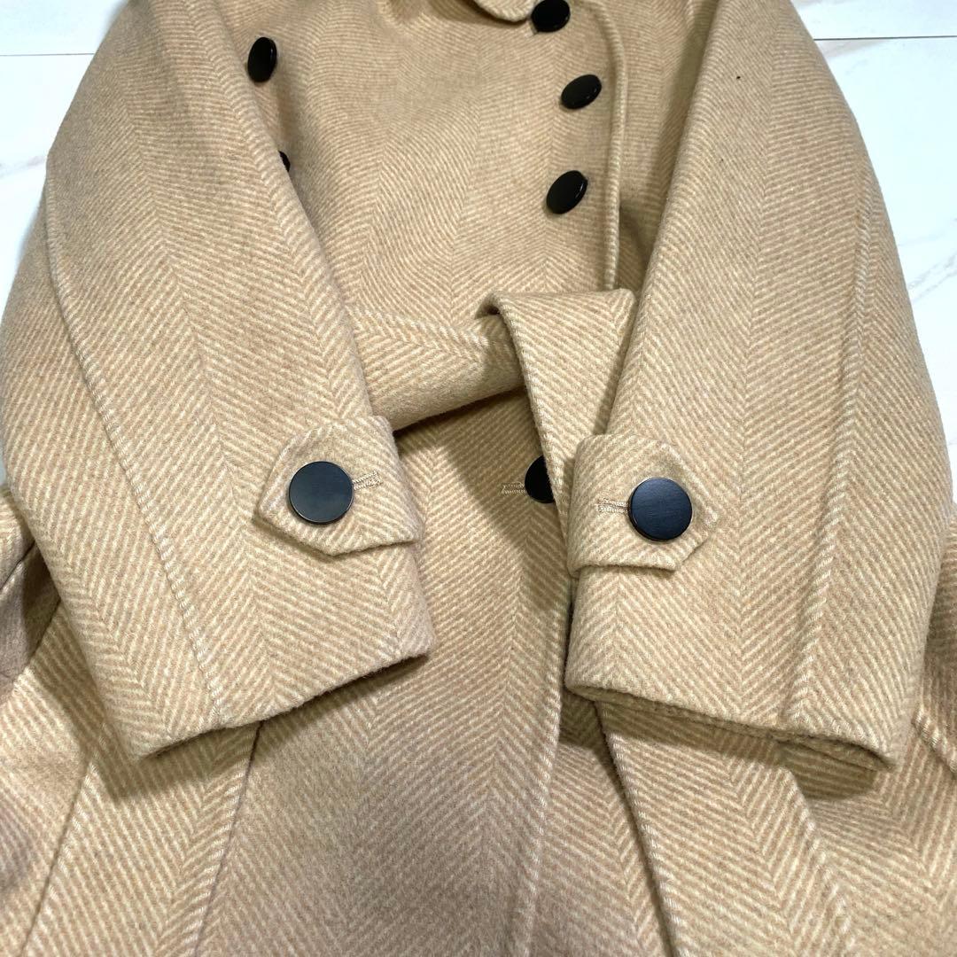 マックスマーラ系列 三菱商事 カシミヤ女優襟ベルデッドリバーコート ヘリンボーン