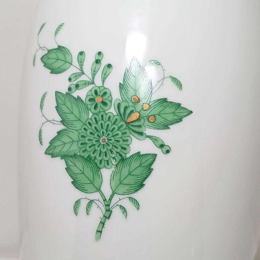 Y2880-4 ヘレンド アポニーグリーン フラワーベース 花瓶 高さ22.5㎝