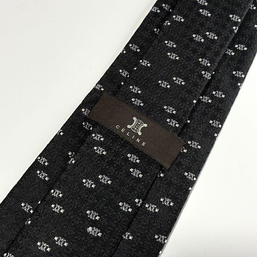 3814✨極美品✨セリーヌ ネクタイ 総柄 マカダム トリオンフ ロゴグラム