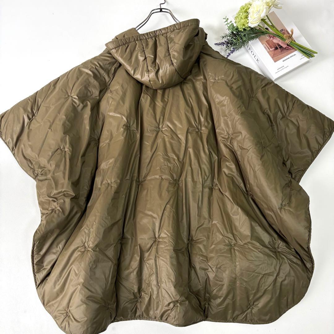 【美品】マックスアンドコー ポンチョ プルオーバー フード 中綿 カーキ 軽量