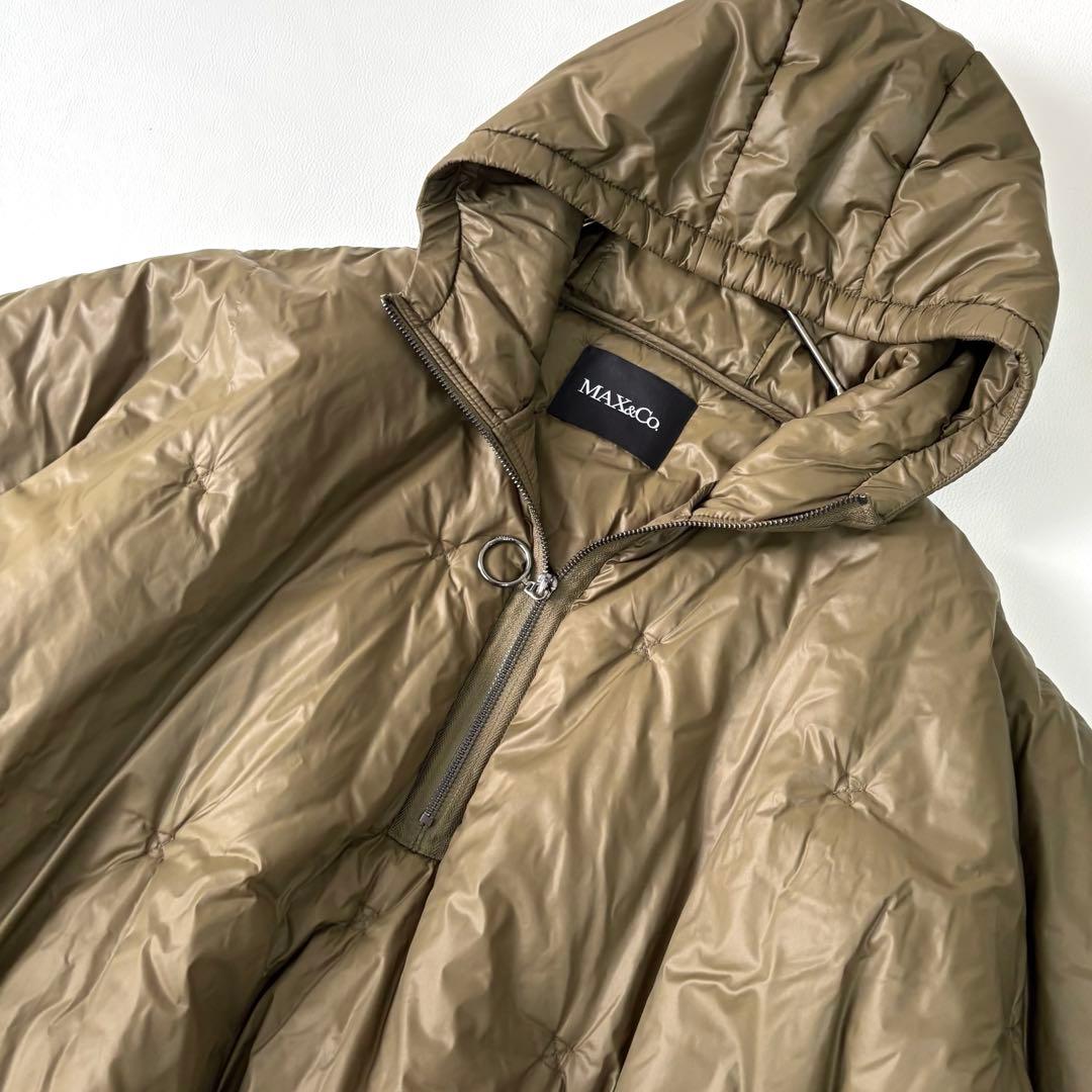 【美品】マックスアンドコー ポンチョ プルオーバー フード 中綿 カーキ 軽量