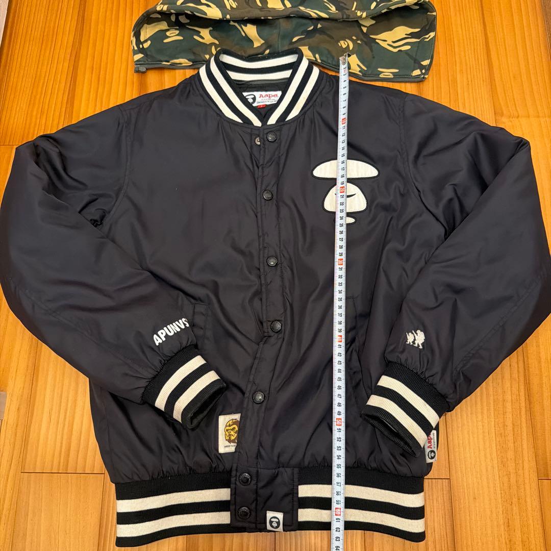 A BATHING APE スタジャン　迷彩フード　S