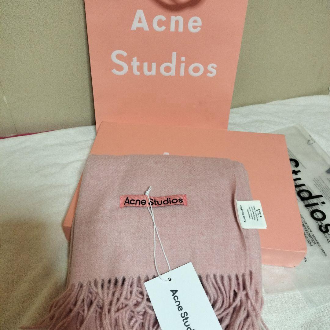 未使用　箱紙袋付き　Acne Studios ピンク マフラー フリンジスカーフ