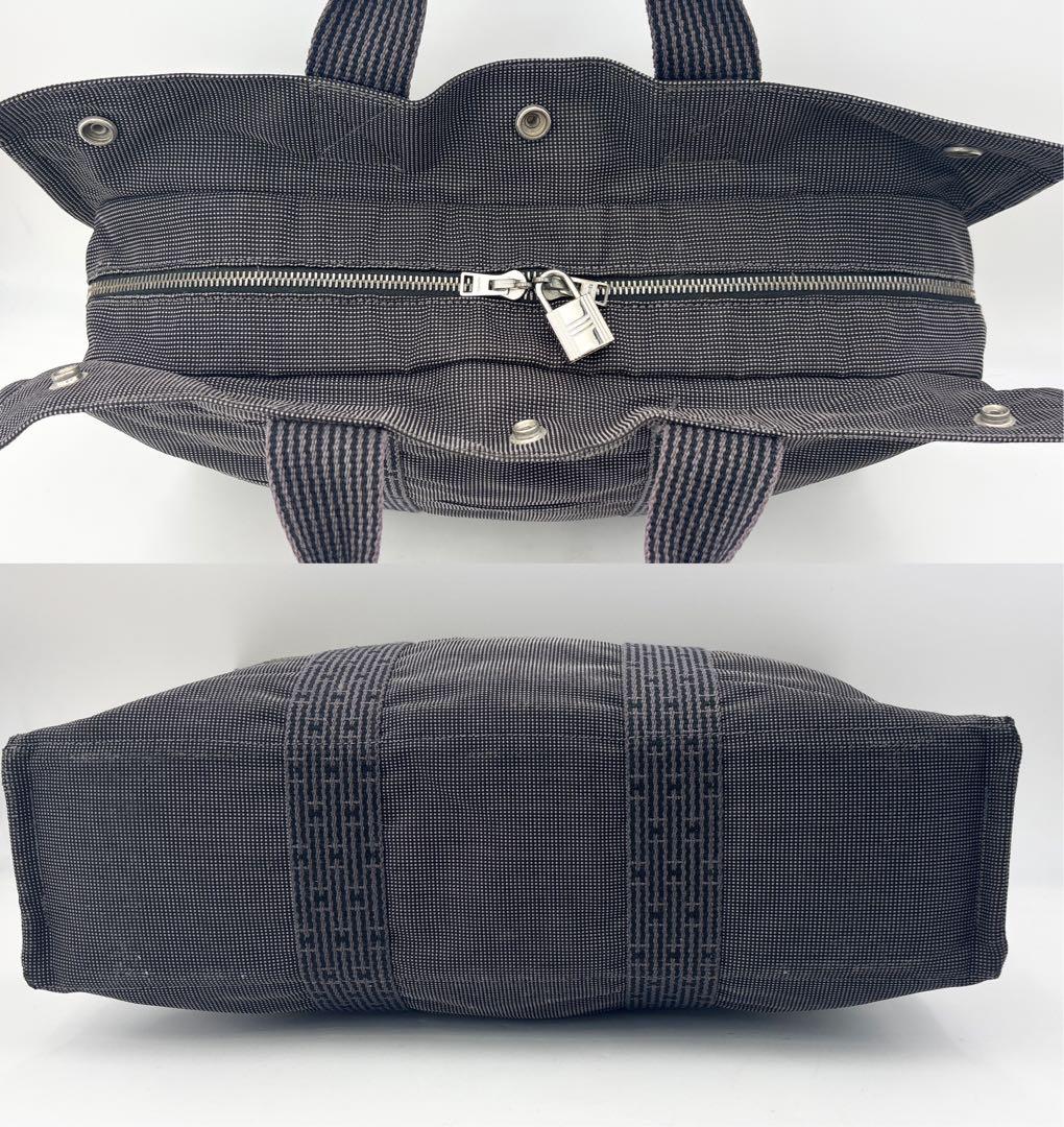 エルメス エールライン MM トートバッグ グレー系 鞄 カバン カデナ