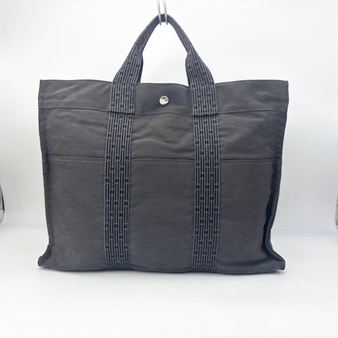 エルメス エールライン MM トートバッグ グレー系 鞄 カバン カデナ