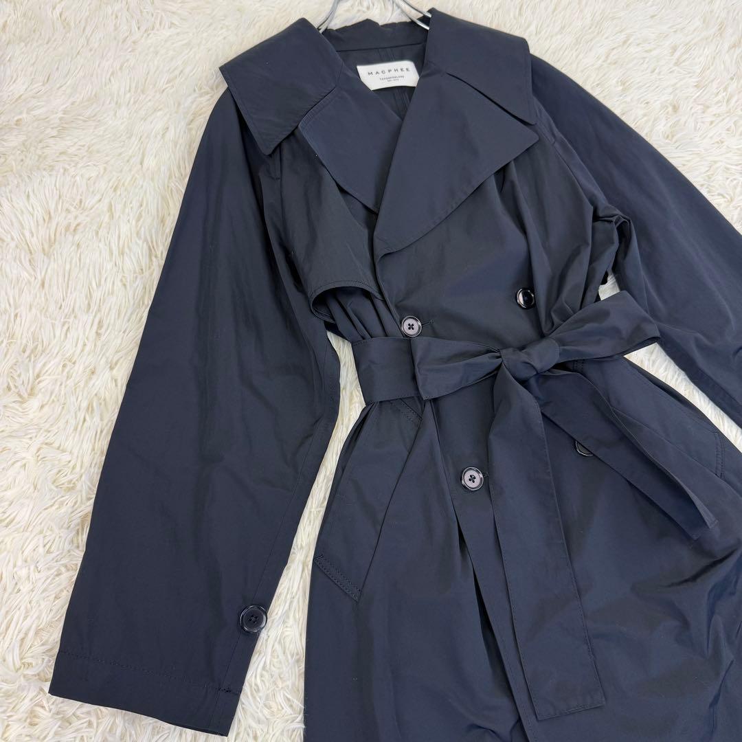 美品 2024 マカフィー コットンポリエステルウェザー トレンチコート 紺 M