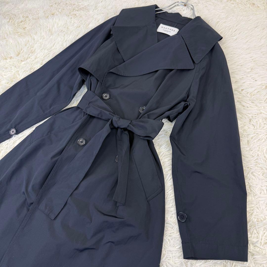美品 2024 マカフィー コットンポリエステルウェザー トレンチコート 紺 M