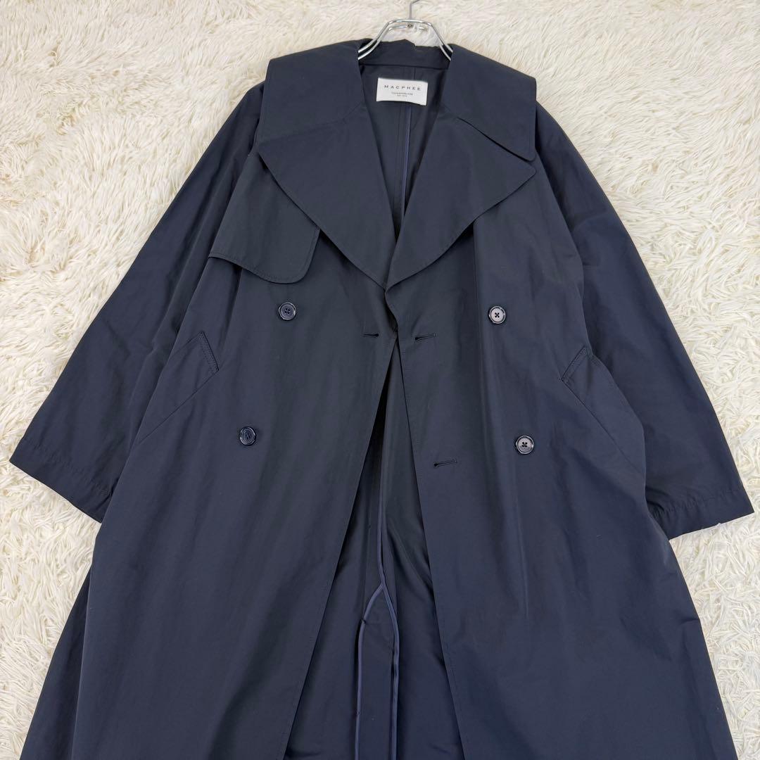 美品 2024 マカフィー コットンポリエステルウェザー トレンチコート 紺 M