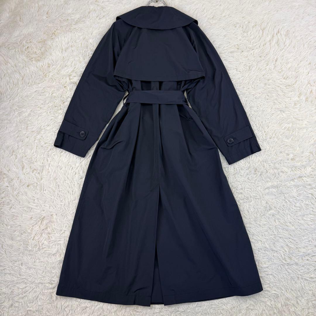美品 2024 マカフィー コットンポリエステルウェザー トレンチコート 紺 M