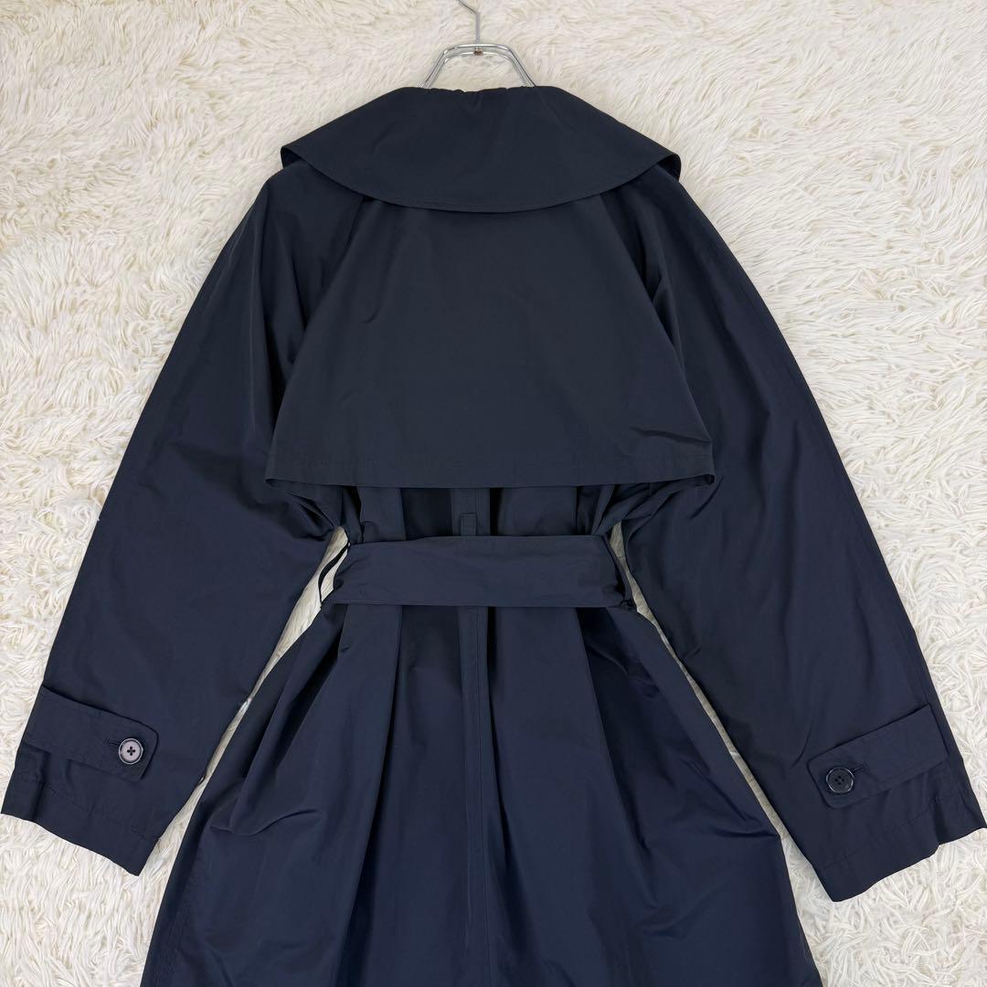 美品 2024 マカフィー コットンポリエステルウェザー トレンチコート 紺 M