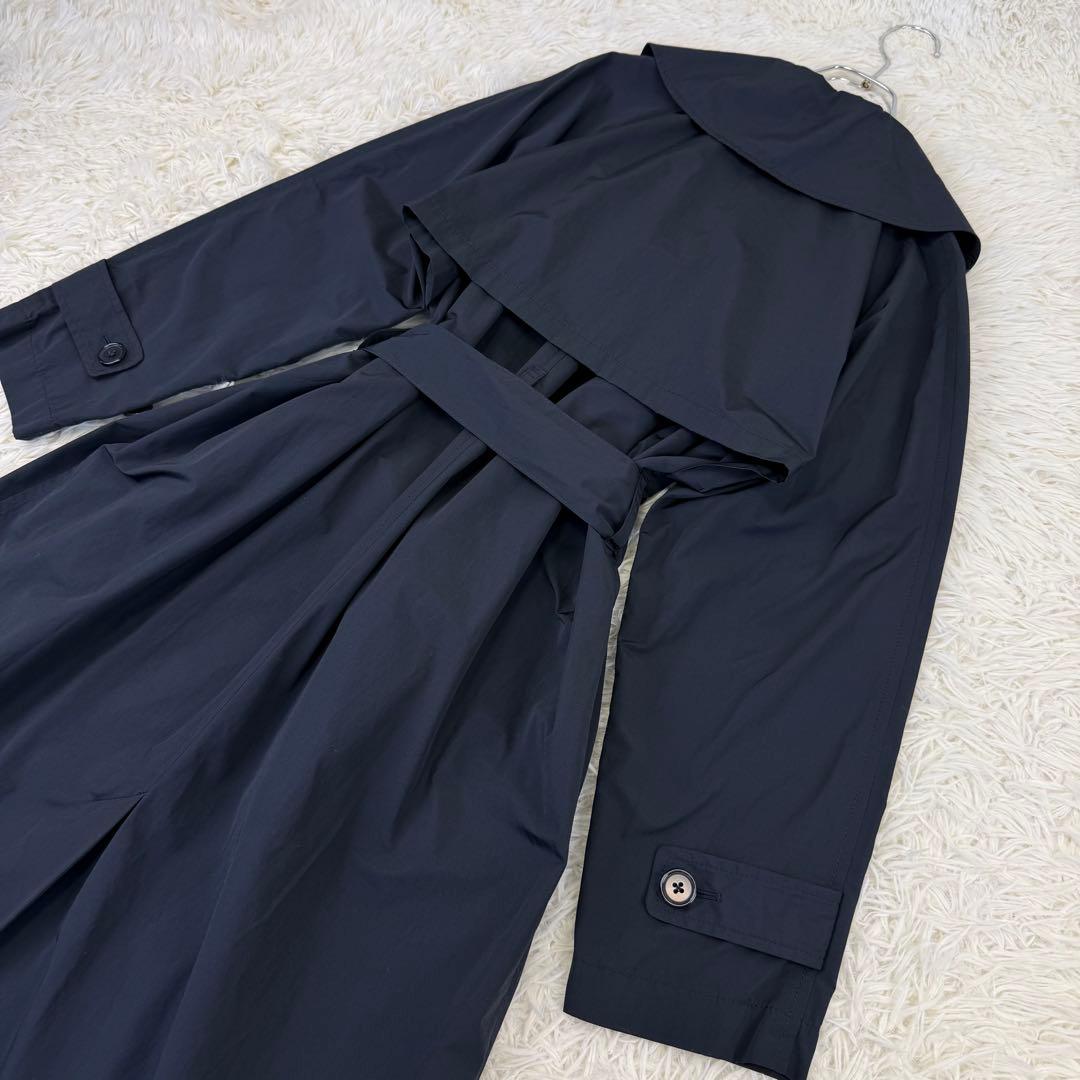美品 2024 マカフィー コットンポリエステルウェザー トレンチコート 紺 M