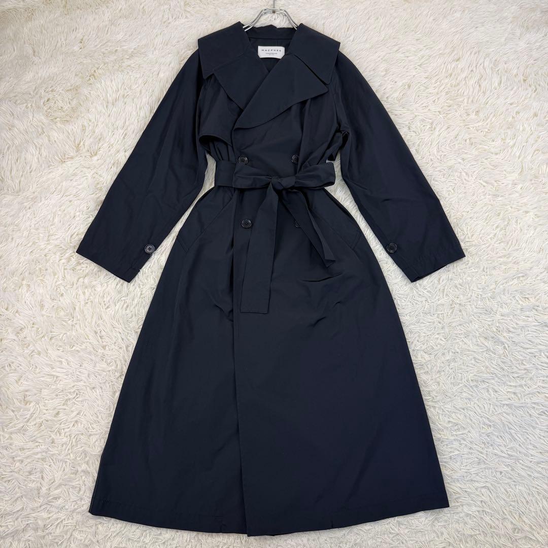 美品 2024 マカフィー コットンポリエステルウェザー トレンチコート 紺 M