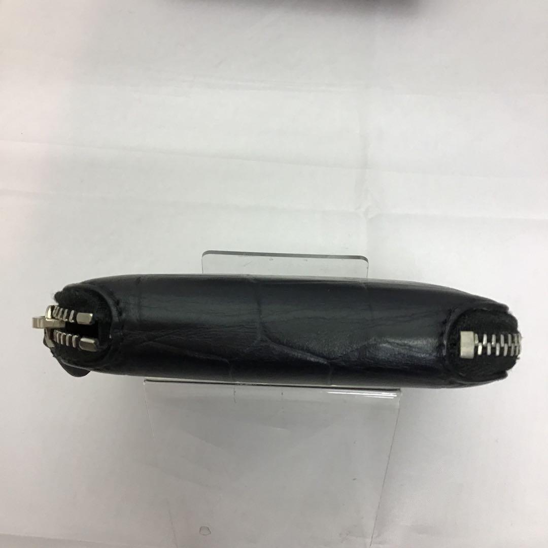 ❣️バレンシアガ❣️レザークロコ型押しラウンドファスナー財布　580838 ブラック
