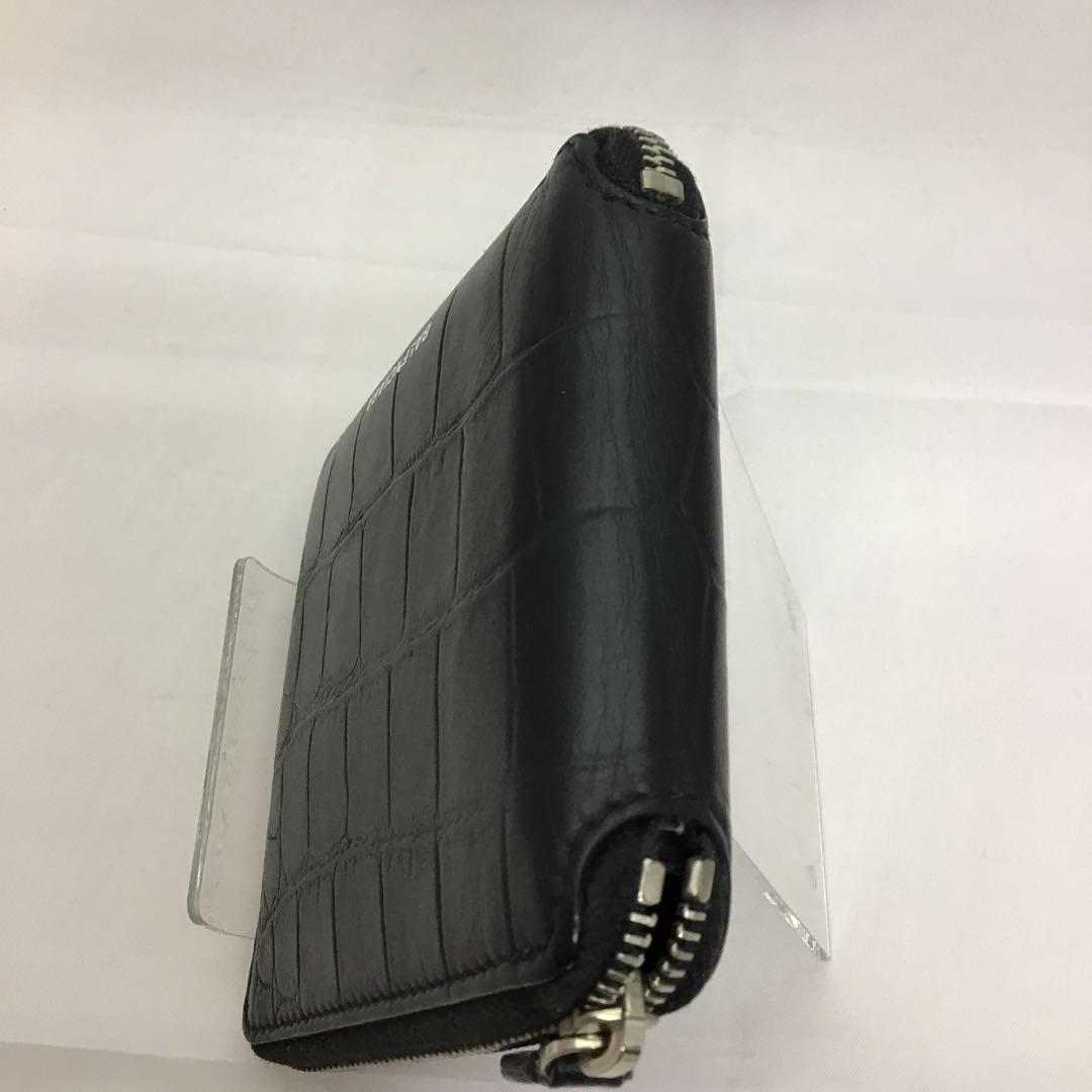 ❣️バレンシアガ❣️レザークロコ型押しラウンドファスナー財布　580838 ブラック