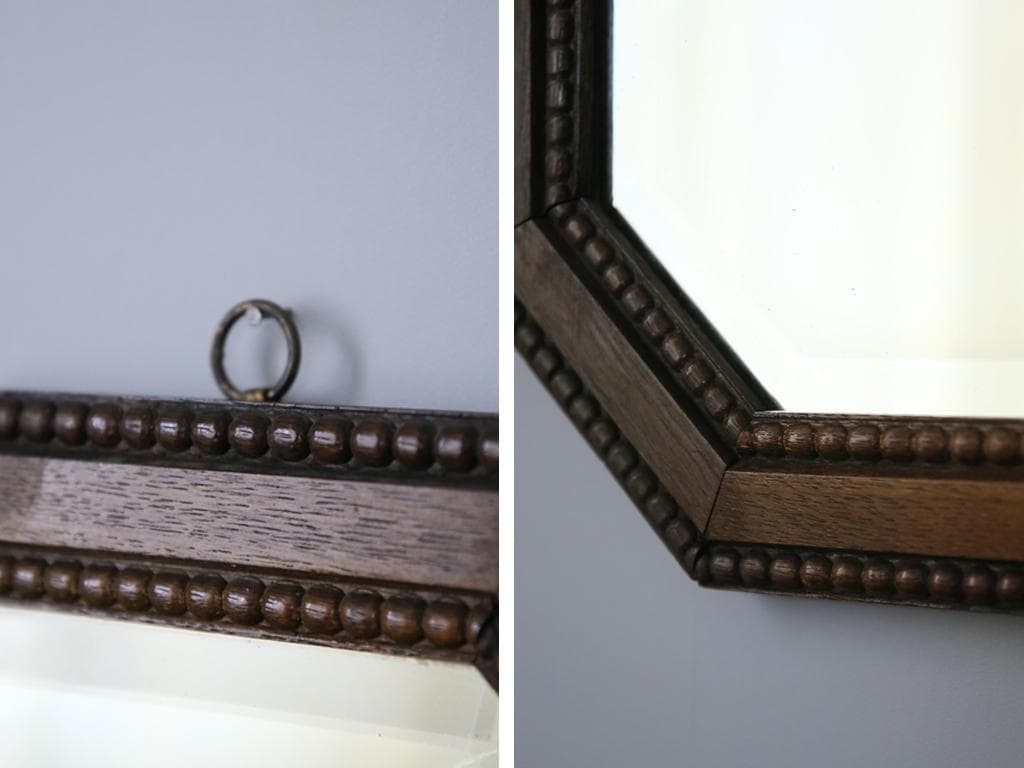 英国アンティーク木製カッティングミラー/壁掛け鏡オクタゴン八角形(79-317